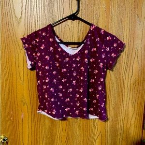 Olivia Rae burgundy cropped T-shirt.